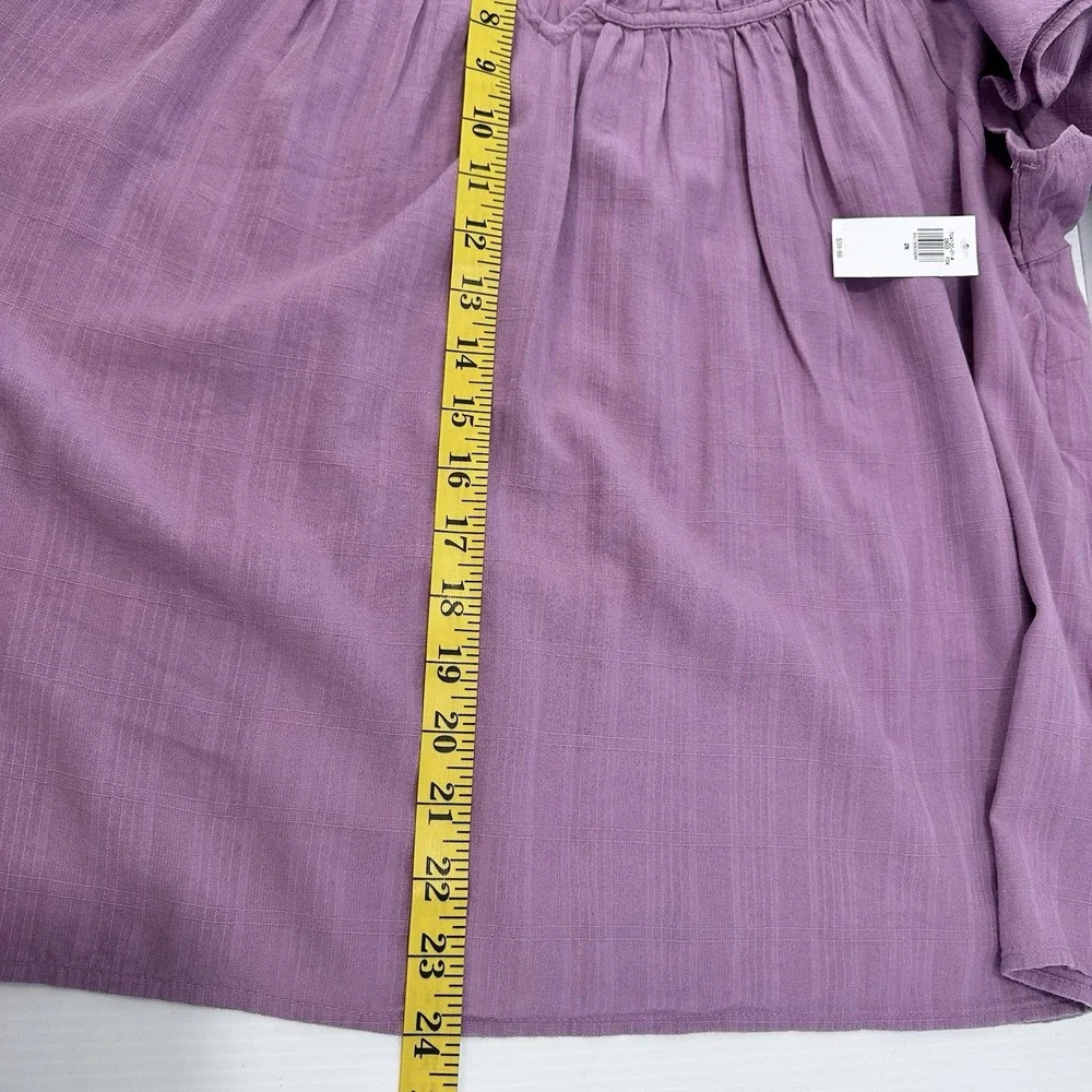 Old Navy Top Womens 2X Ruffle Short Sleeve Keyhole Neck Lightweight Pink - Picture 5 of 6